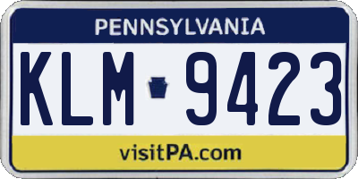 PA license plate KLM9423
