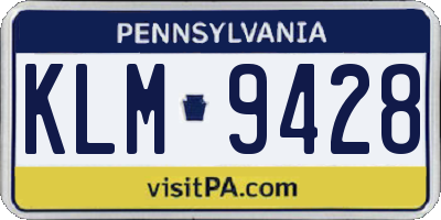 PA license plate KLM9428
