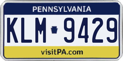 PA license plate KLM9429