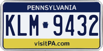 PA license plate KLM9432