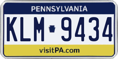 PA license plate KLM9434