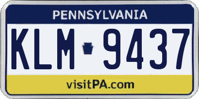 PA license plate KLM9437