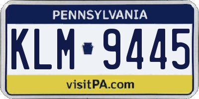 PA license plate KLM9445