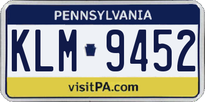 PA license plate KLM9452