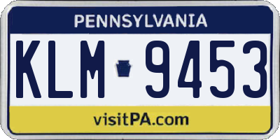 PA license plate KLM9453