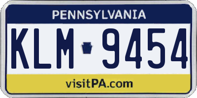 PA license plate KLM9454