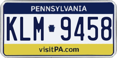 PA license plate KLM9458