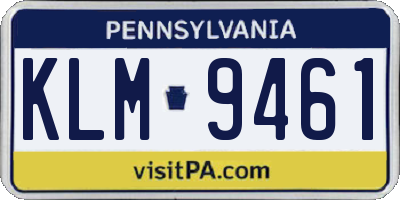 PA license plate KLM9461