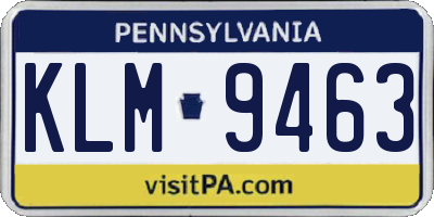 PA license plate KLM9463