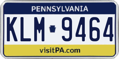 PA license plate KLM9464