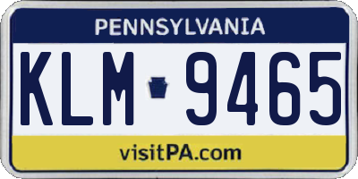 PA license plate KLM9465