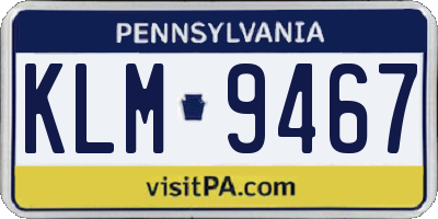 PA license plate KLM9467