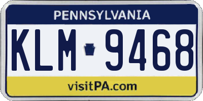 PA license plate KLM9468