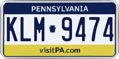 PA license plate KLM9474