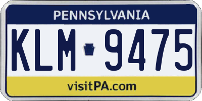 PA license plate KLM9475