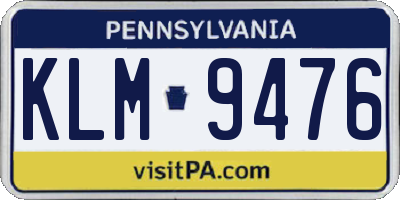 PA license plate KLM9476