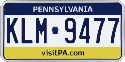 PA license plate KLM9477