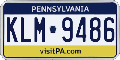 PA license plate KLM9486