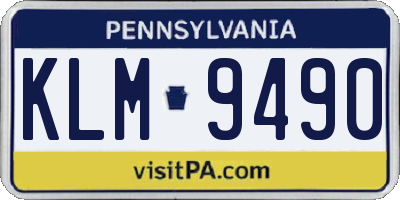 PA license plate KLM9490