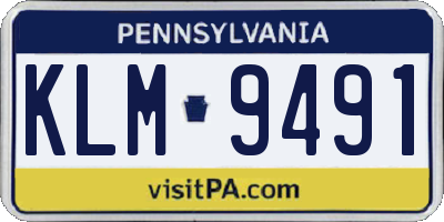 PA license plate KLM9491