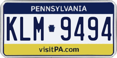 PA license plate KLM9494