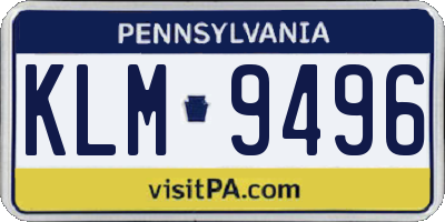 PA license plate KLM9496