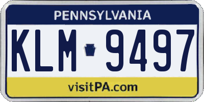 PA license plate KLM9497