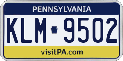 PA license plate KLM9502