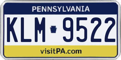 PA license plate KLM9522