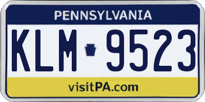 PA license plate KLM9523