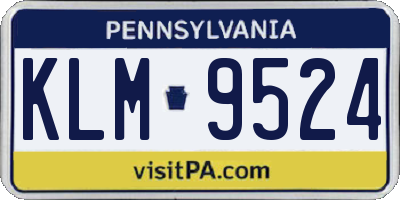 PA license plate KLM9524