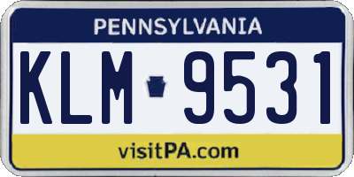 PA license plate KLM9531