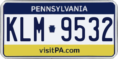 PA license plate KLM9532