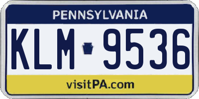 PA license plate KLM9536