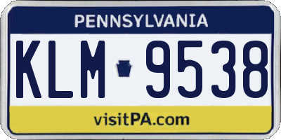 PA license plate KLM9538