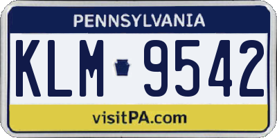 PA license plate KLM9542