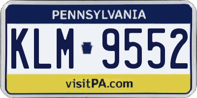 PA license plate KLM9552