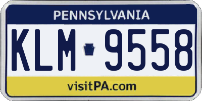 PA license plate KLM9558