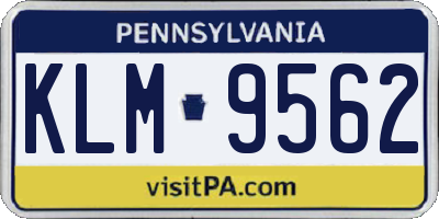 PA license plate KLM9562