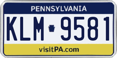 PA license plate KLM9581