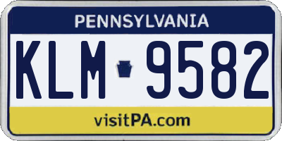 PA license plate KLM9582