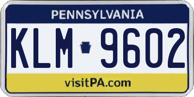 PA license plate KLM9602