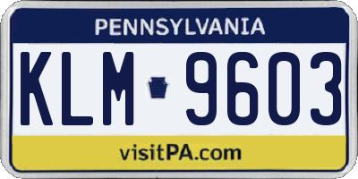PA license plate KLM9603