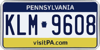PA license plate KLM9608