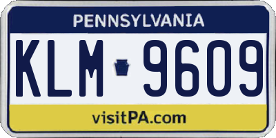 PA license plate KLM9609