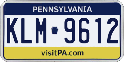 PA license plate KLM9612