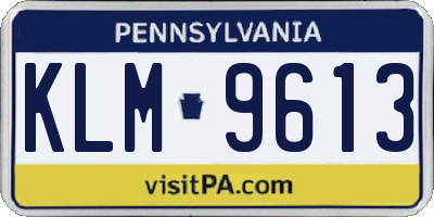 PA license plate KLM9613