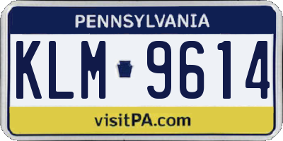PA license plate KLM9614