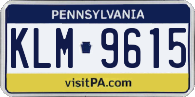 PA license plate KLM9615