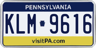 PA license plate KLM9616